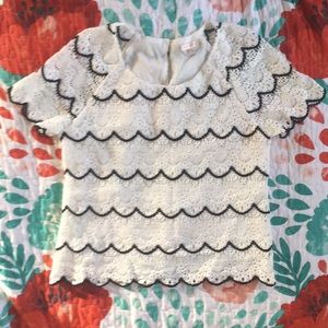 Black and white lace Skies are Blue top